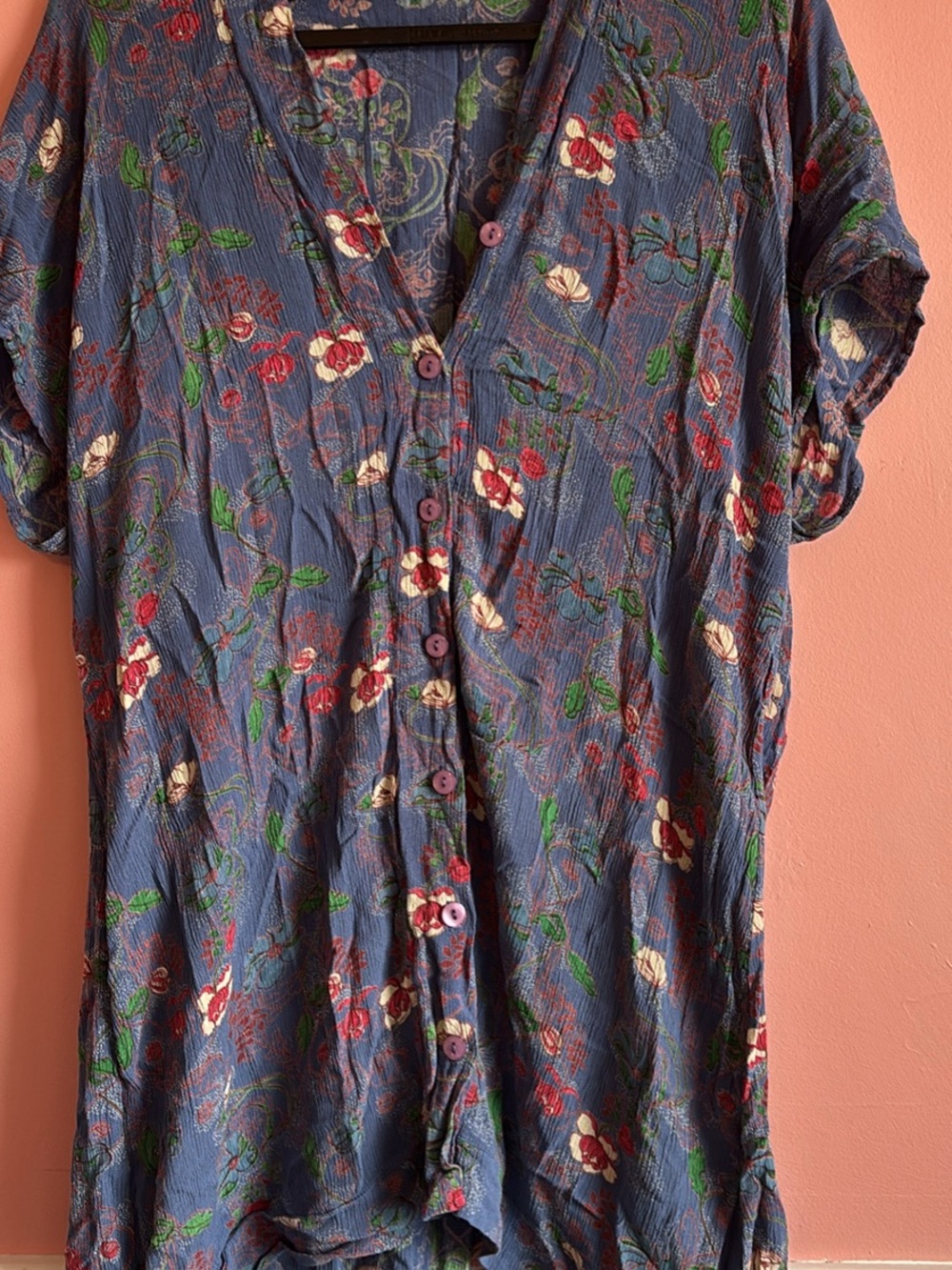 Blue Floral Button-Front dress